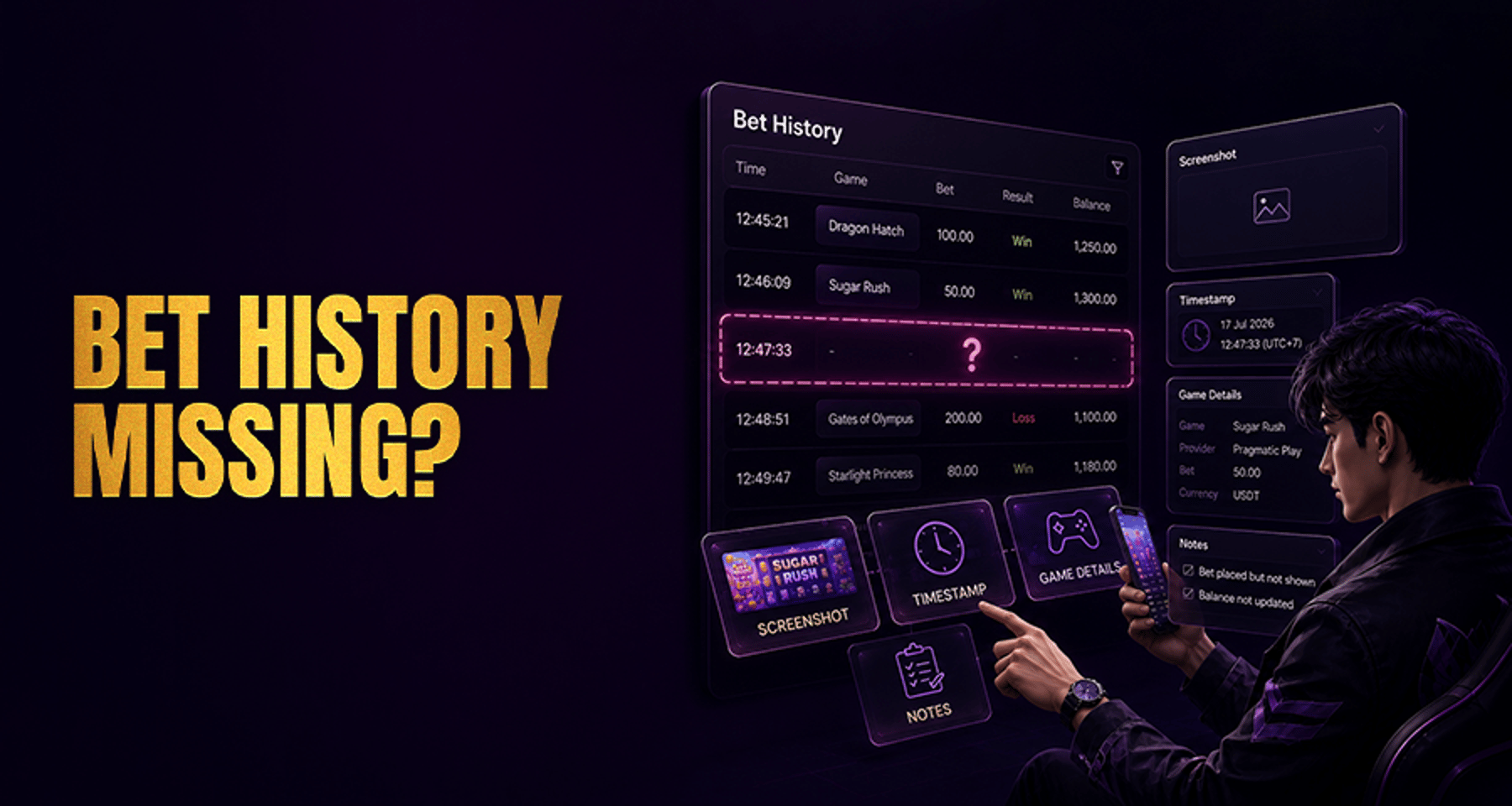 Missing Bet History: How to Document the Issue for Support?