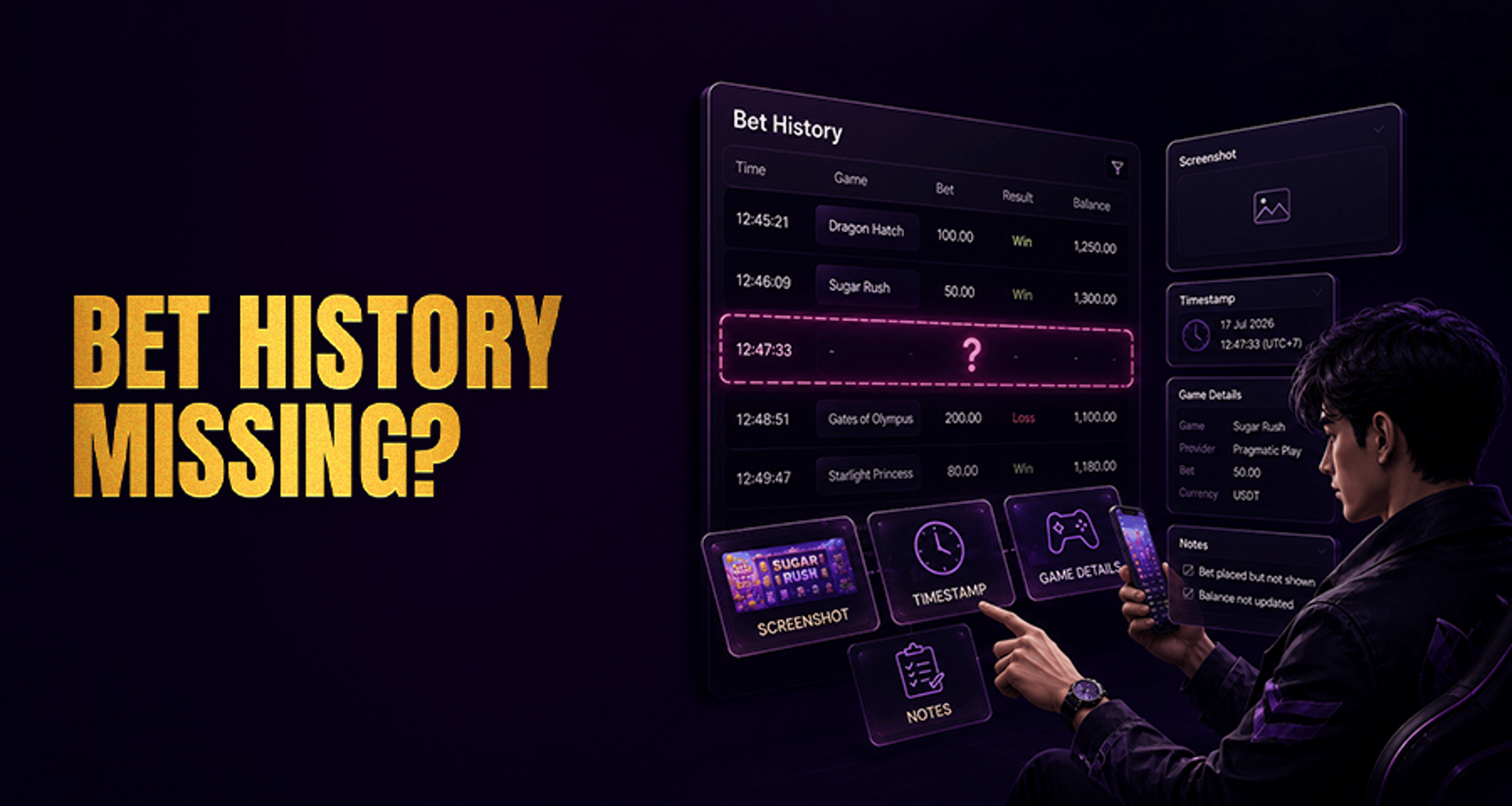 Missing Bet History: How to Document the Issue for Support?
